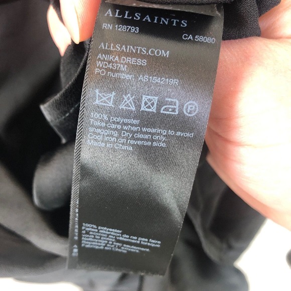 ALLSAINTS Anika Dress In Black V Neck LBD Size 4 Four $268 - Picture 12 of 12